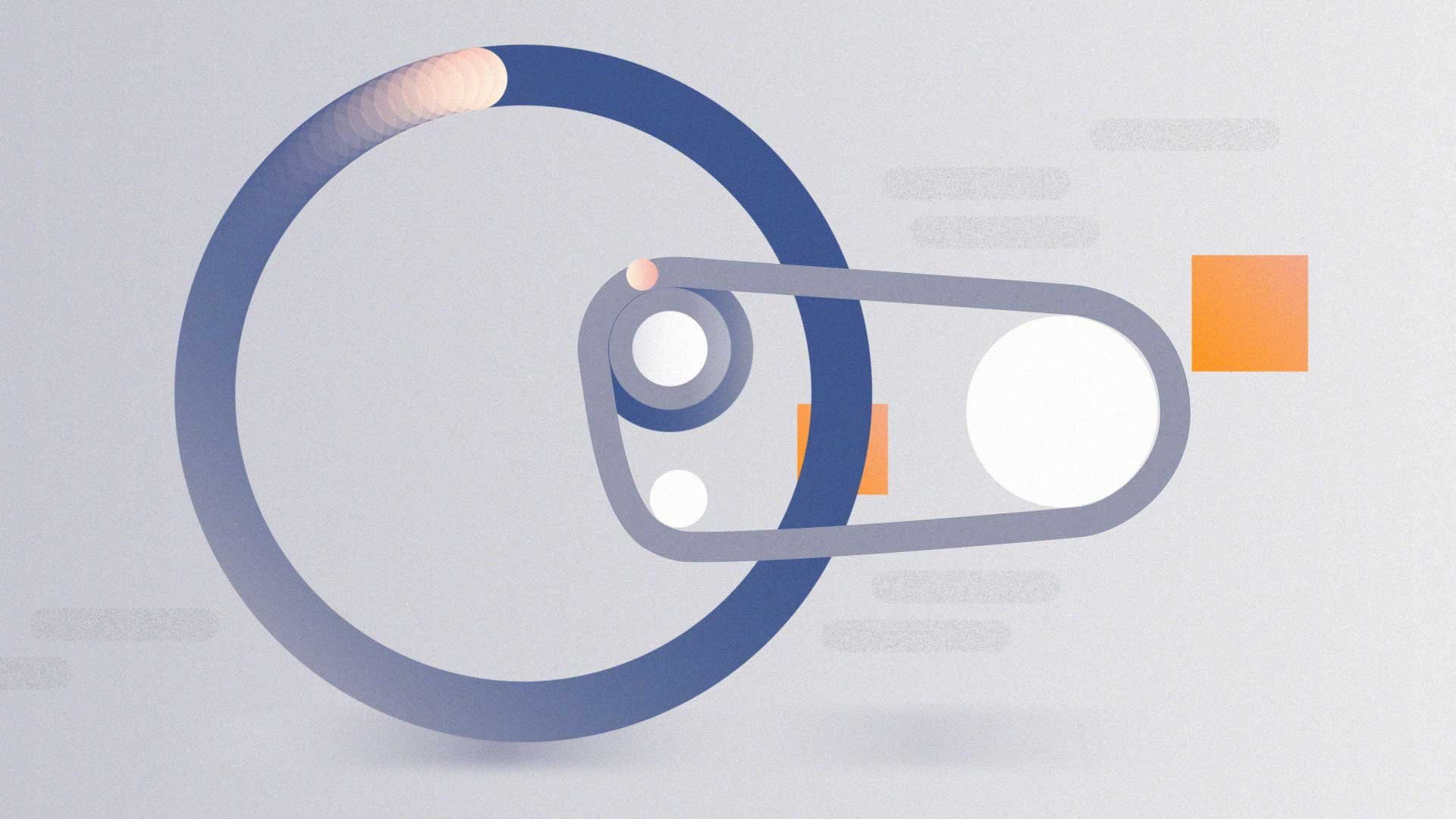 Illustration conveying a gear and belt system.