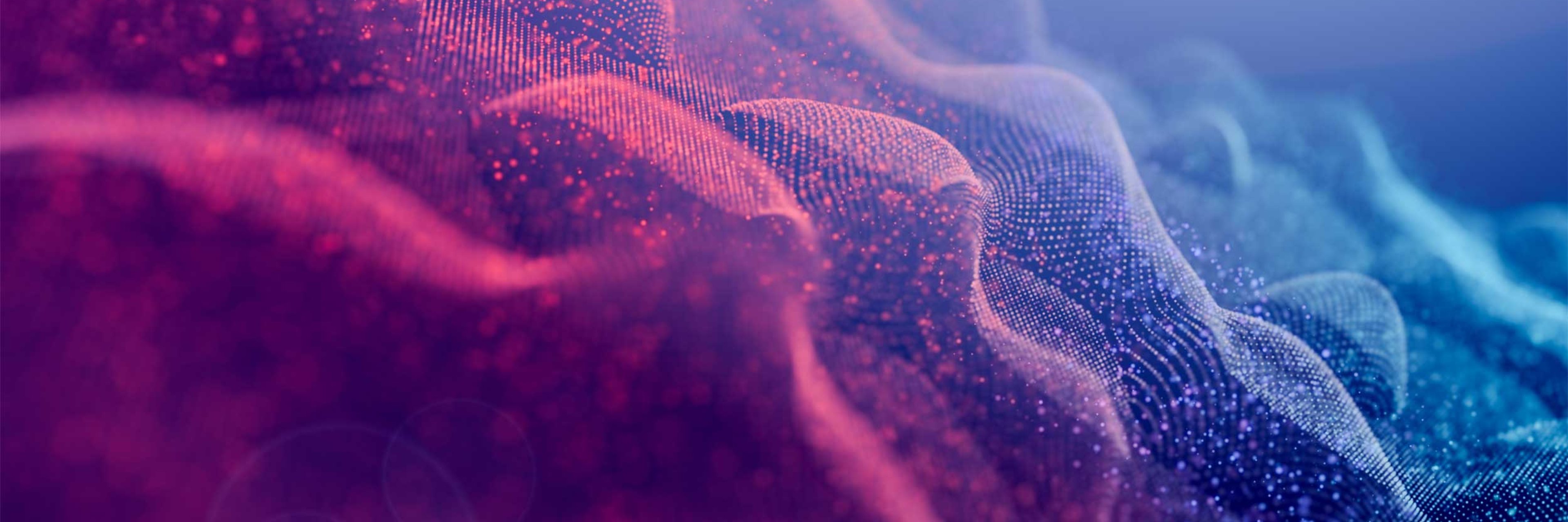 Absract 3D rendering background showing particles in a wave curve.