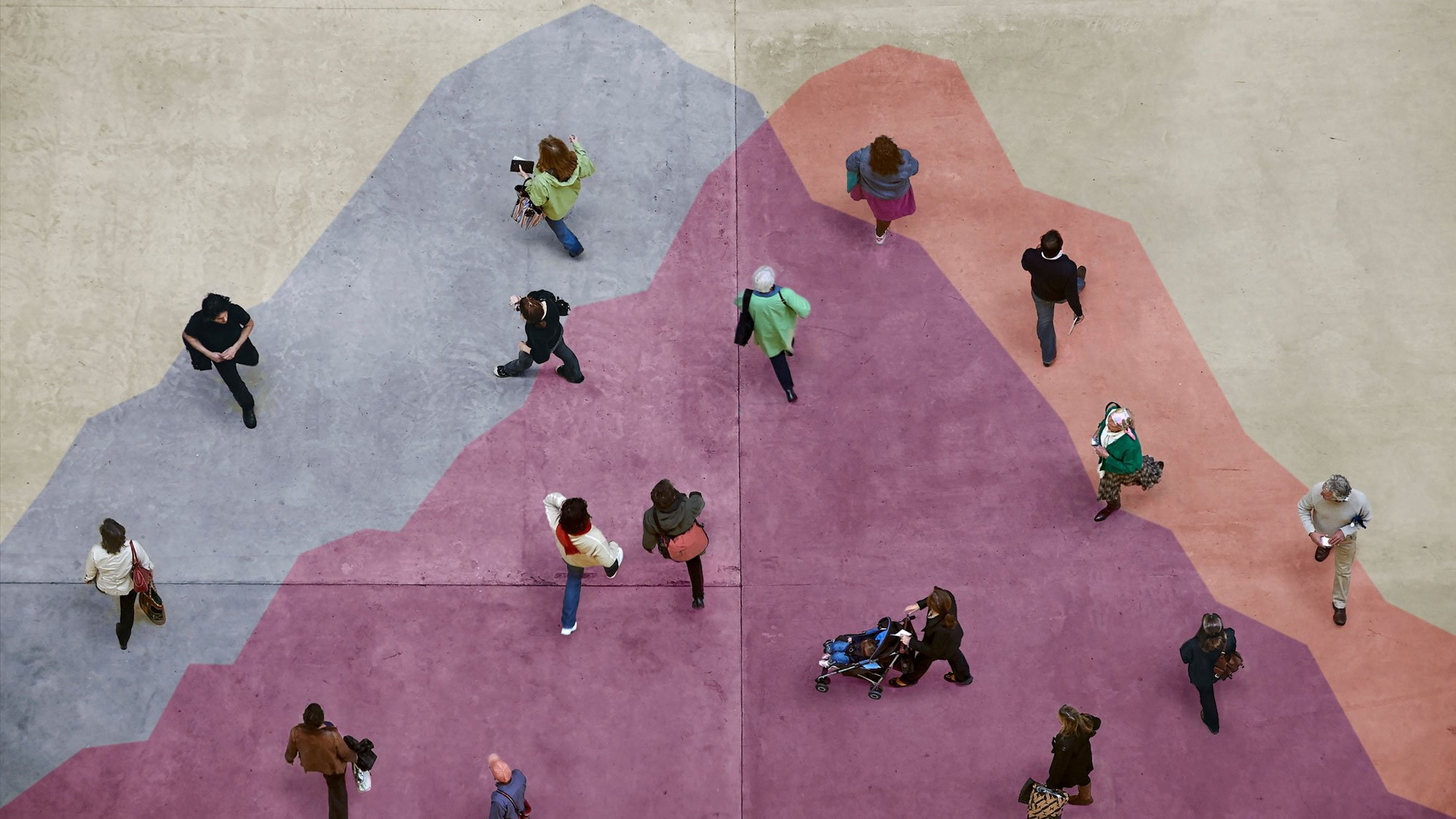 Abstract image of a group of people from above.