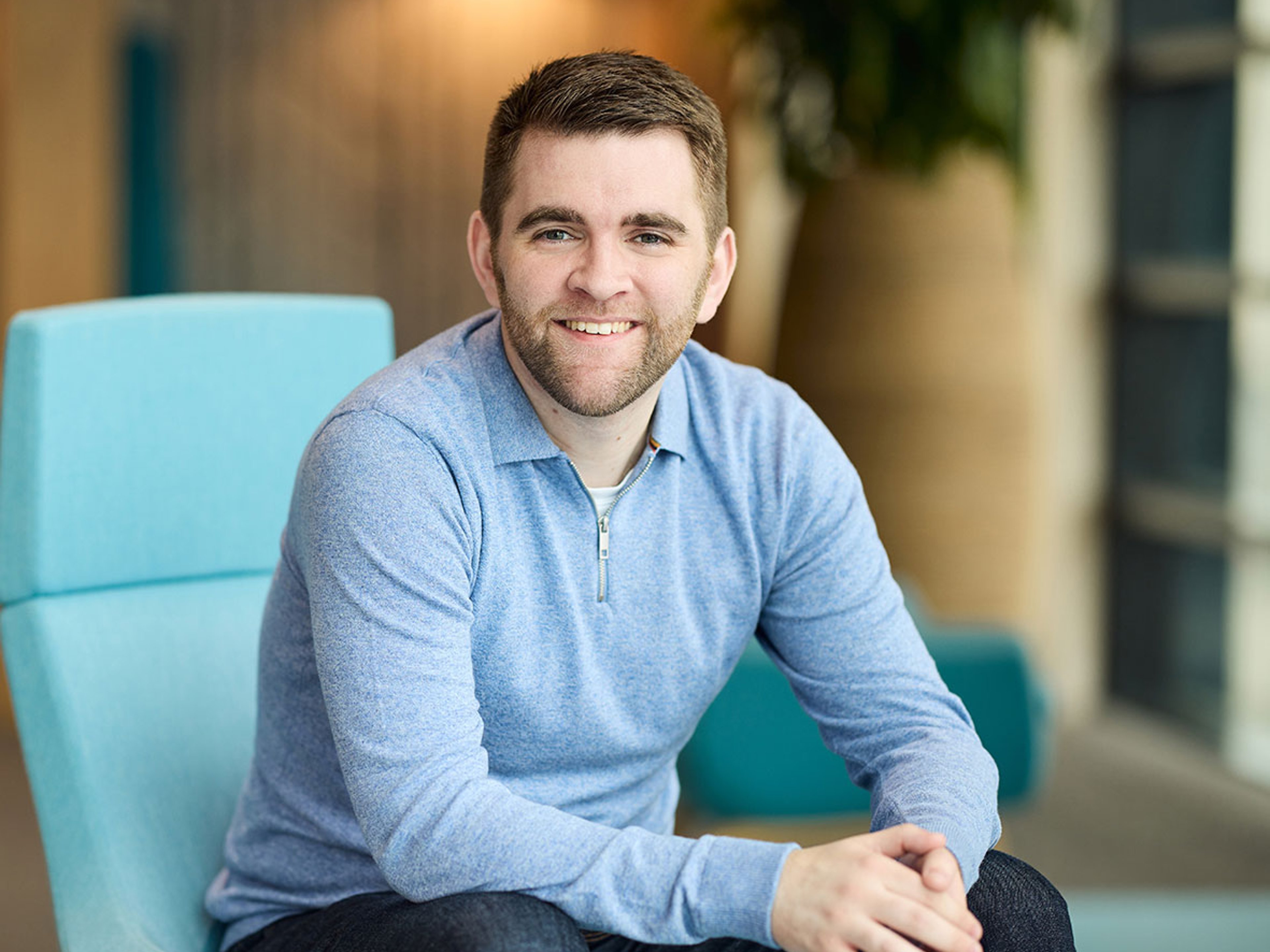 Matthew Patterson sat in the Baillie Gifford office.