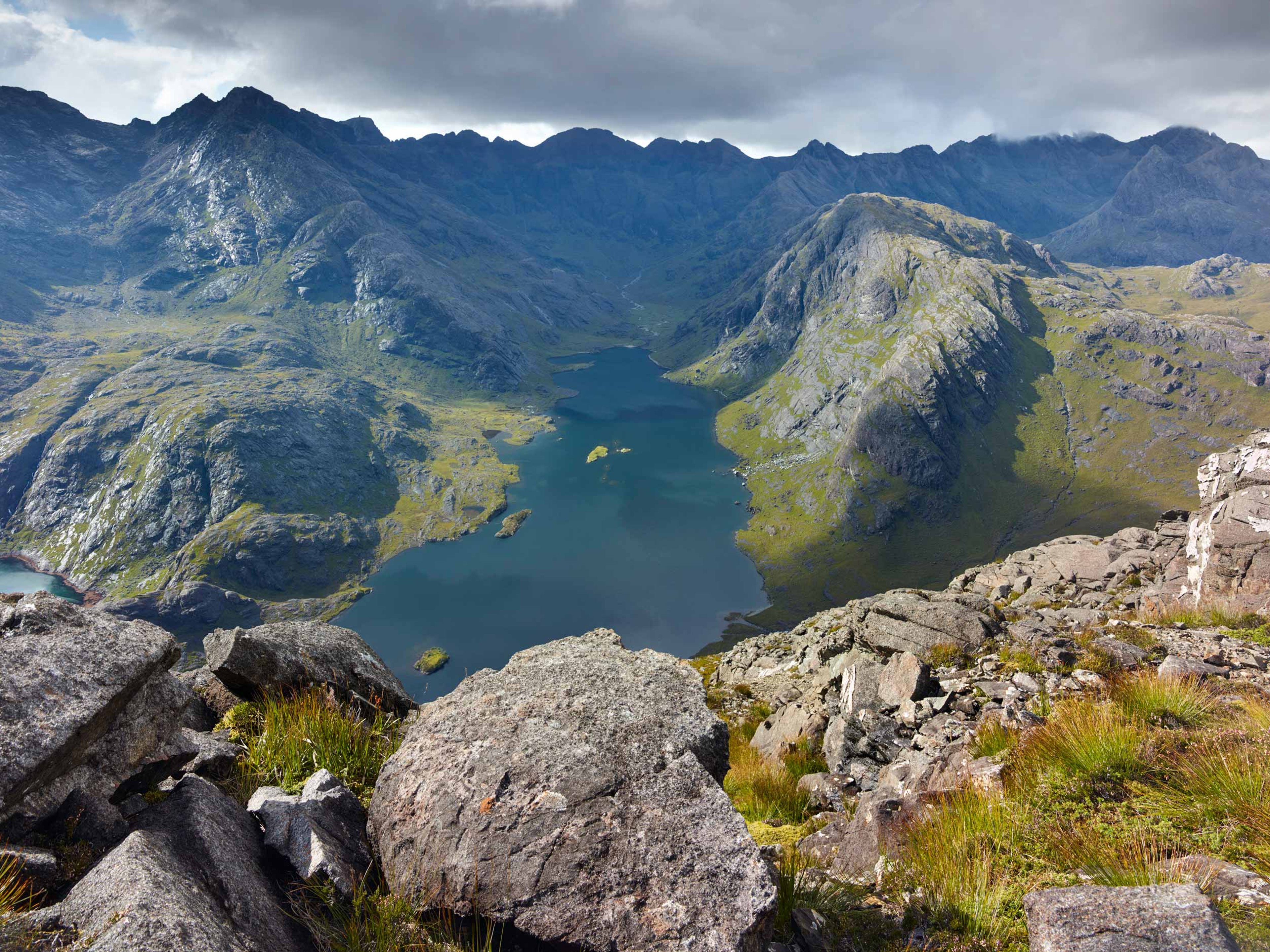 Loch Coruisk viewed from a moantain top from above the valley.