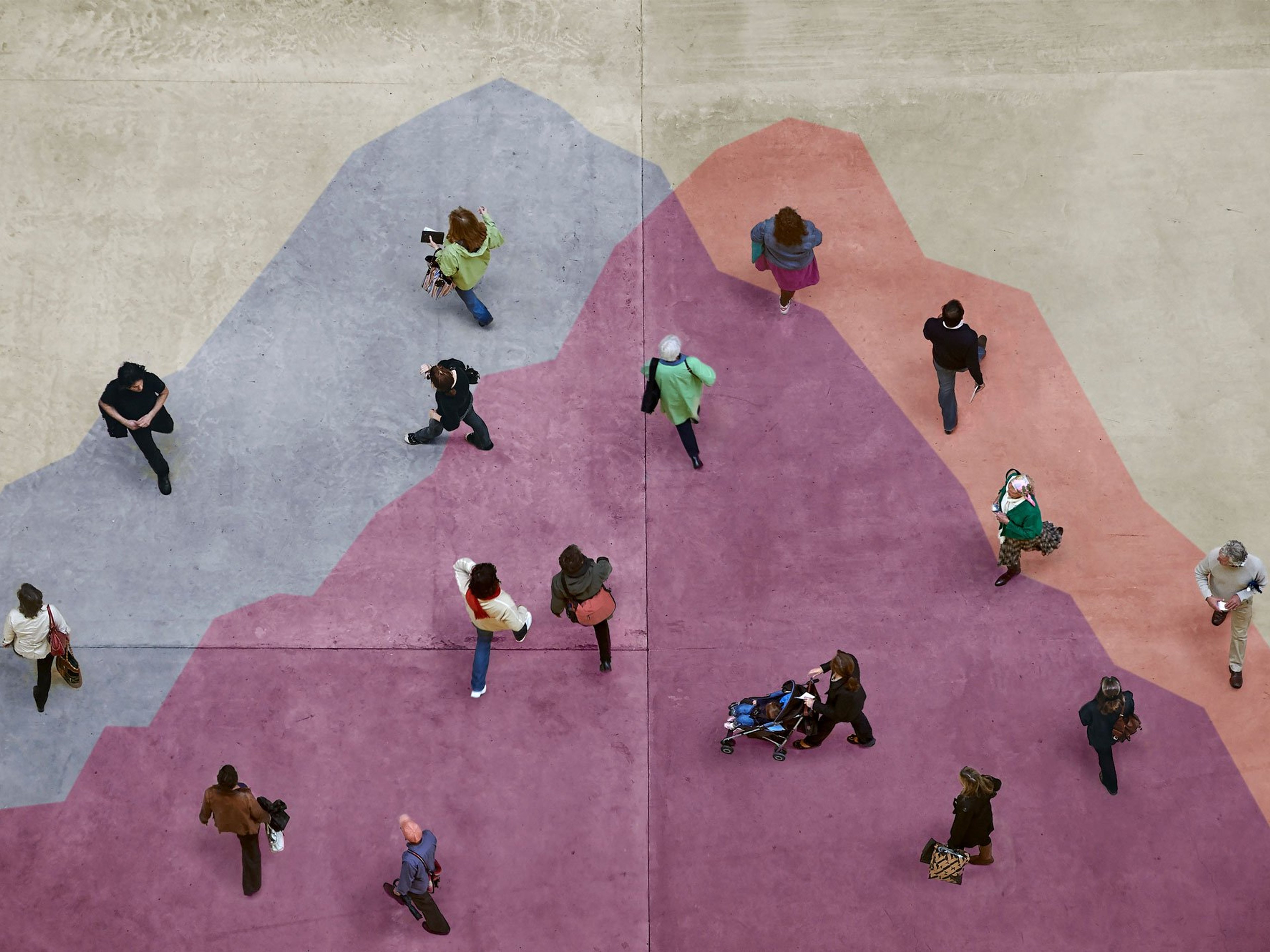 Abstract image of a group of people from above.