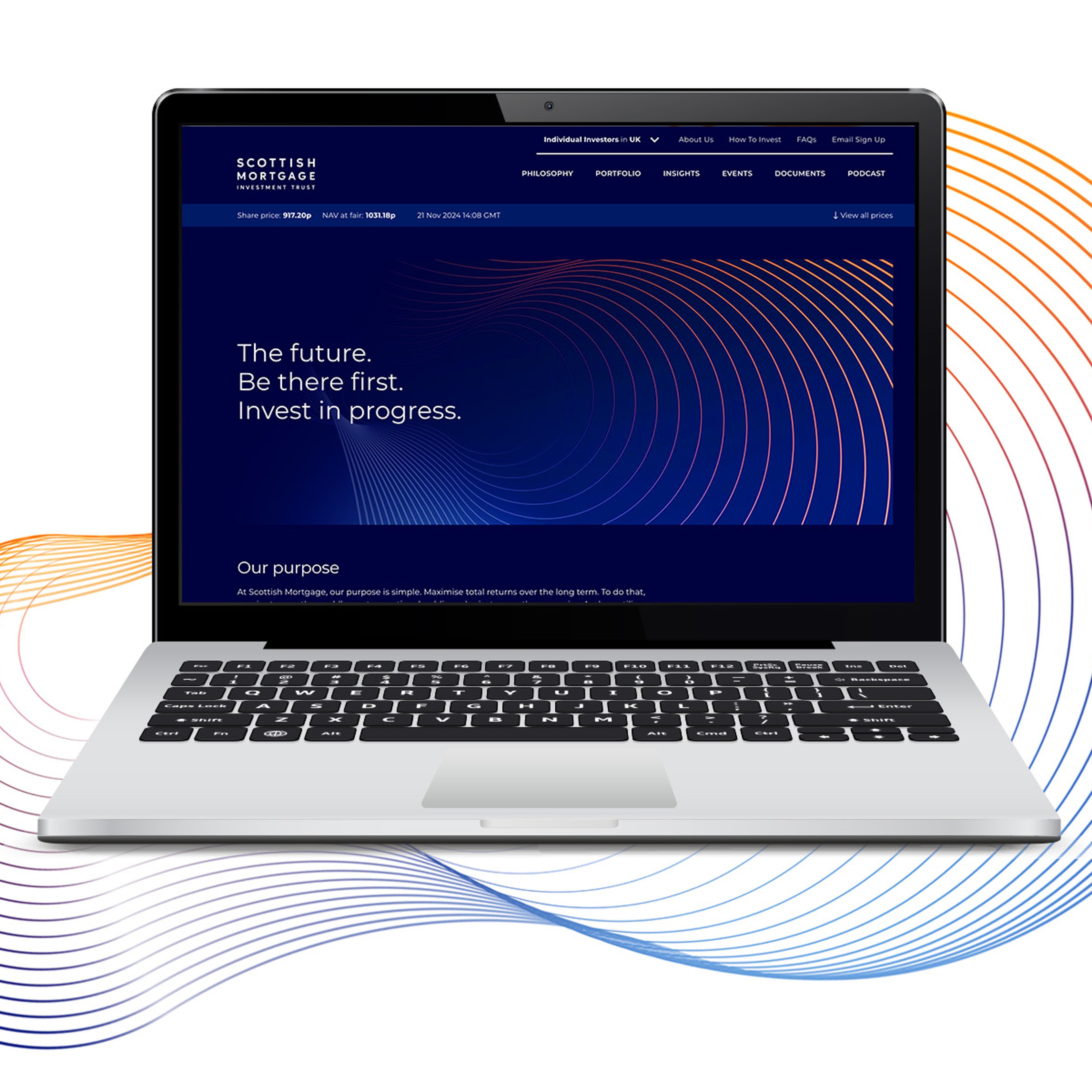 Scottish Mortgage slinky on blue background.