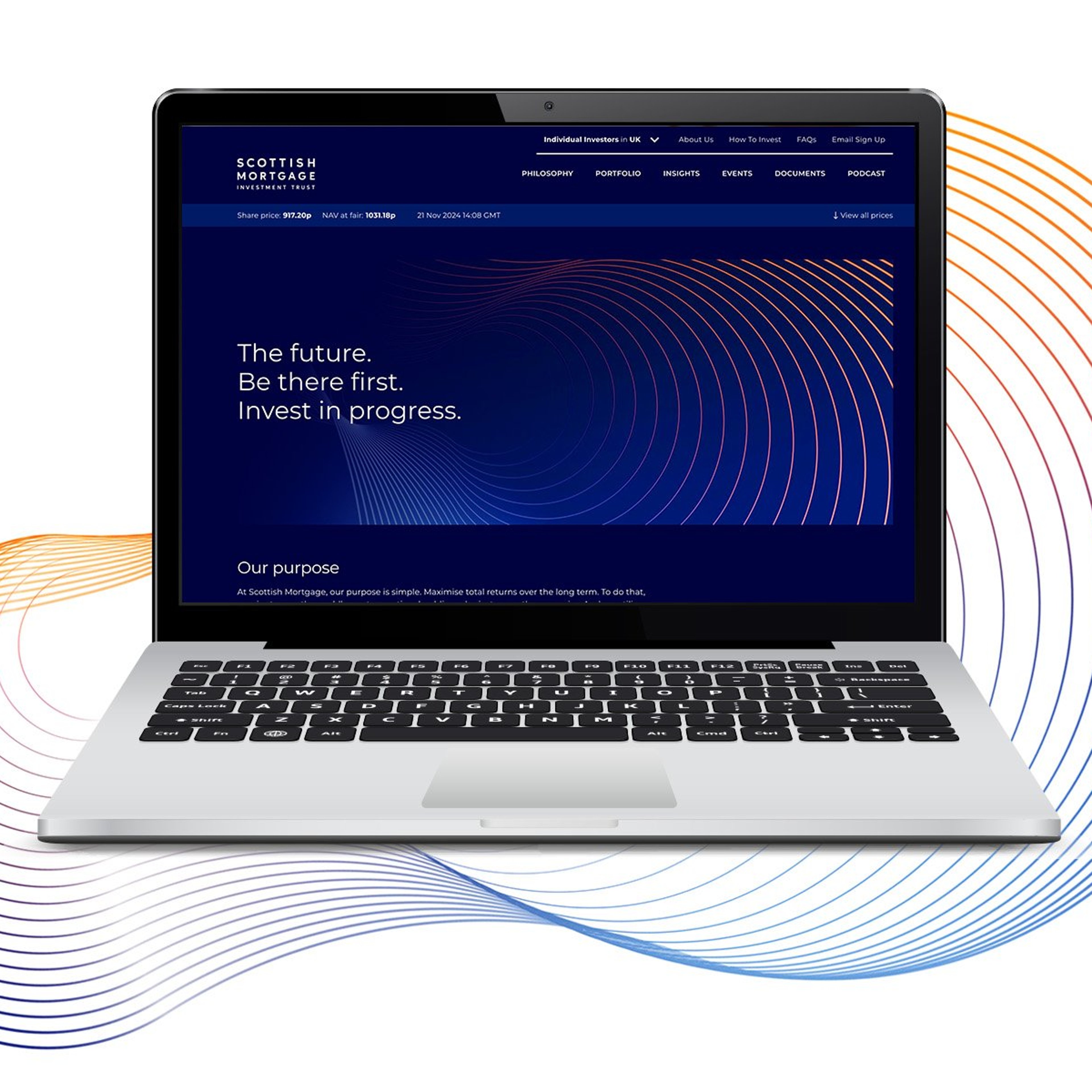 Scottish Mortgage slinky on blue background.