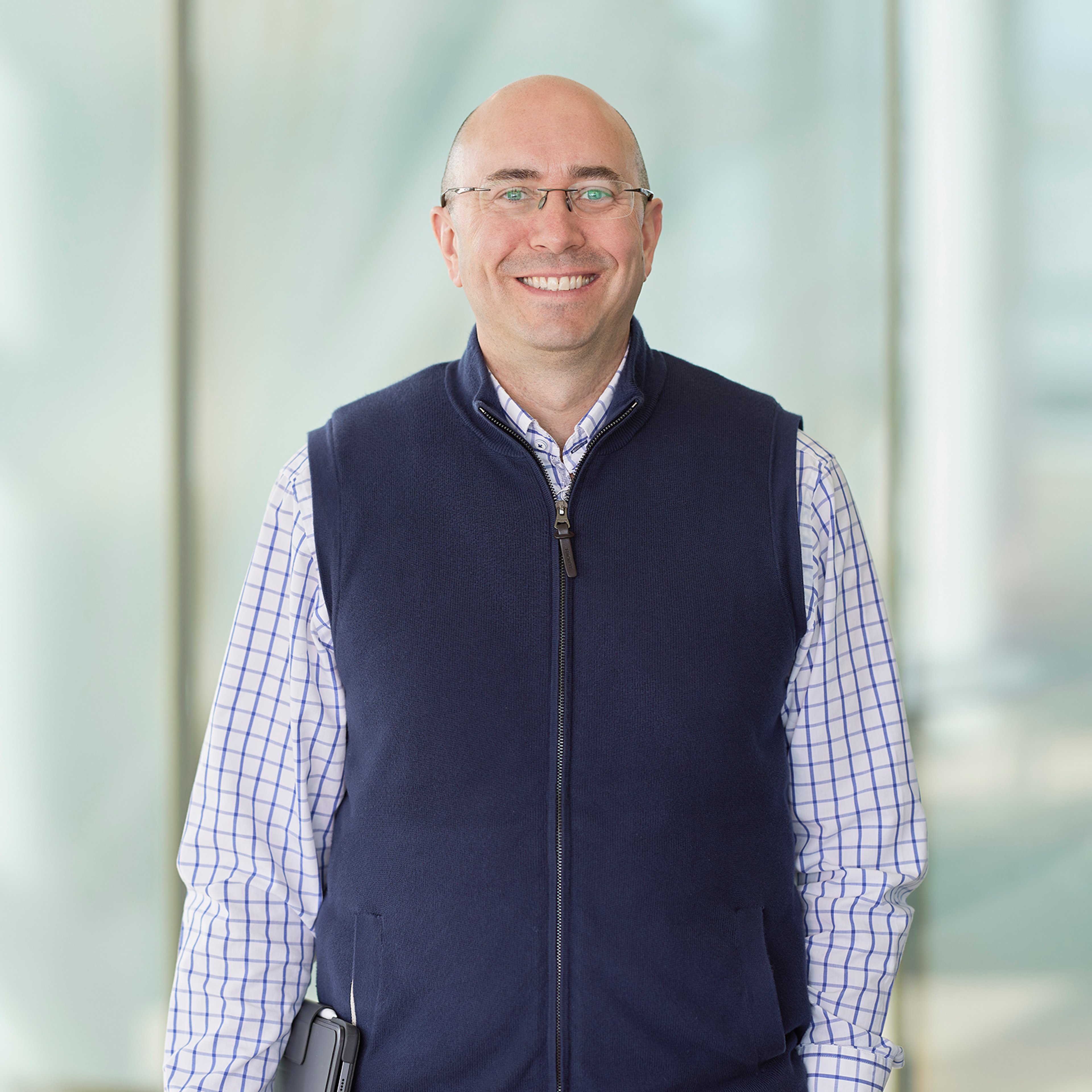 Gavin Scott standing in the Baillie Gifford office.